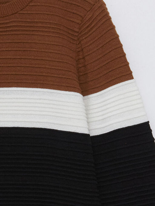 Bisiklet Yaka Renk Bloklu Uzun Kollu Erkek ?ocuk Triko Kazak - Waikiki фото 3