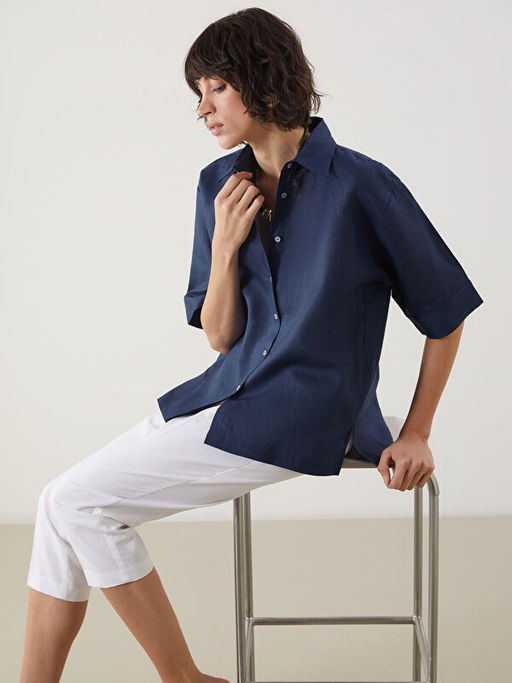 Oversize %100 Keten Kad?n G?mlek