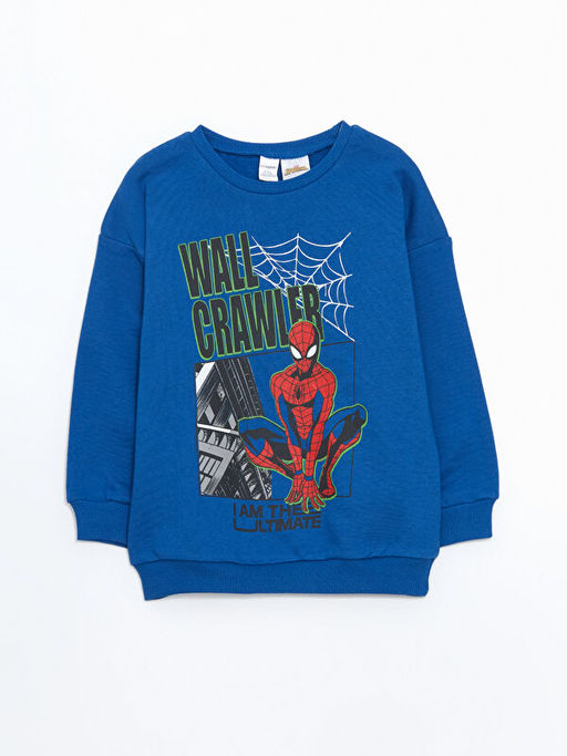 Bisiklet Yaka Spiderman Bask?l? Erkek ?ocuk Sweatshirt