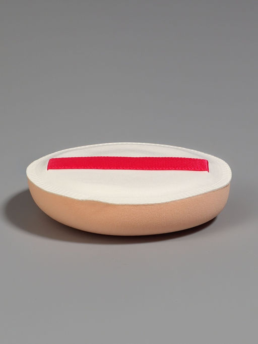 Спонж для макияжа, с держателем, d=5 см, в футляре, круглый, бежевый