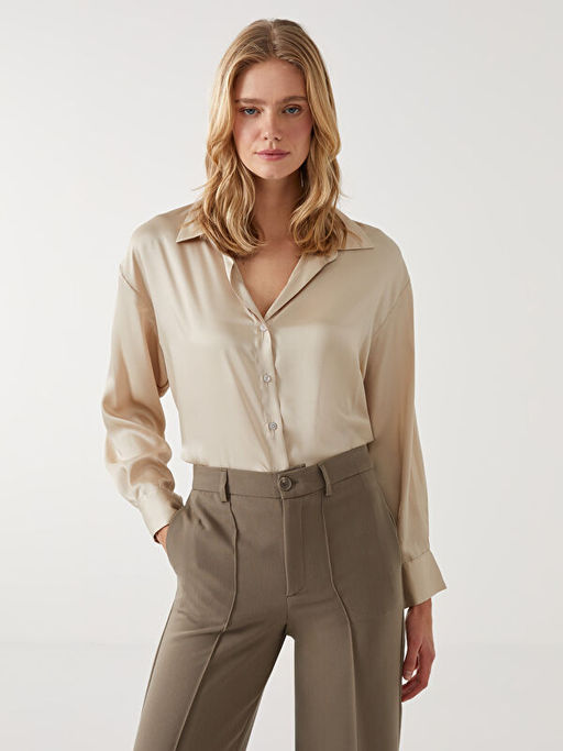 Oversize Saten Kad?n G?mlek