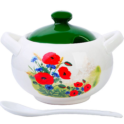 60282 Сахарница с крышкой 375мл с ложкой 3пр Цветущие Маки доломит LR (х36) - Mayer&boch фото 2