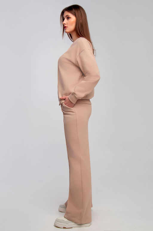 Арт. 2529 Костюм с брюками женский 44-50 (4 шт) Цвет:верх-бежевый,низ-бежевый - Калинка фото 2