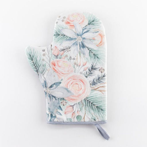 Варежка-прихватка Christmas flowers 20×27 см, саржа, 100% хлопок, ватин 250 г/м²