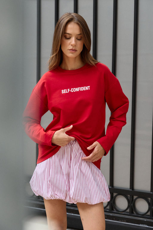 Лонгслив оверсайз с принтом SELF CONFIDENT