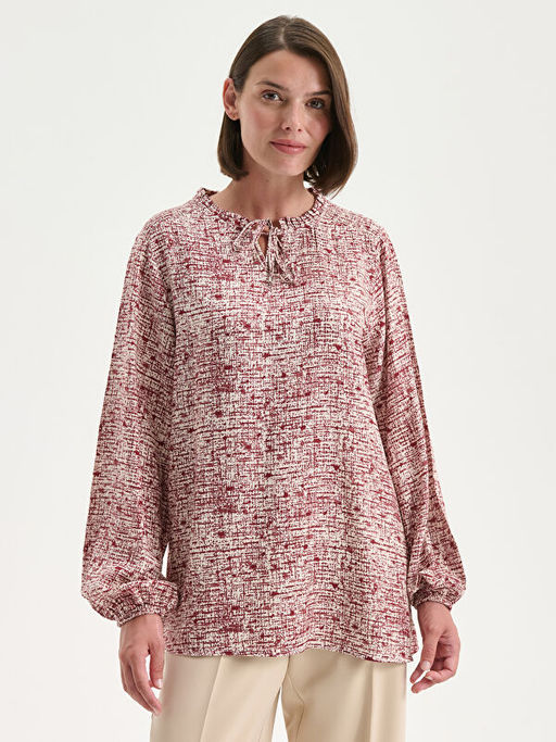 Ba?lamal? Yaka Desenli Bluz