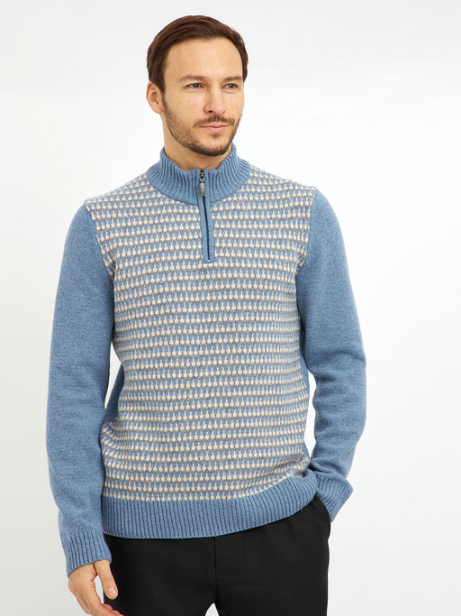 водолазка мужская в голубом цвете с узором - Glenfield фото 3