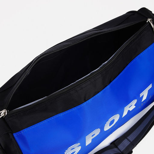 Сумка спортивная на молнии, длинный ремень, цвет чёрный/василёк - Simaland фото 4