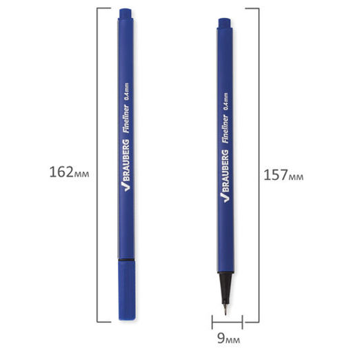 Цена за 3шт. Ручка капиллярная (линер) BRAUBERG "Aero", СИНЯЯ, трехгранная, металлический наконечник, линия письма 0,4 мм