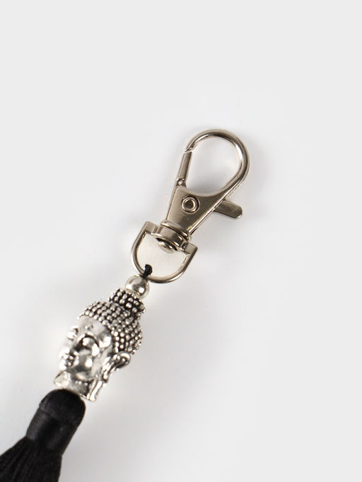 Брелок-кисточка «Будда», 17 см, чёрный, серебристый