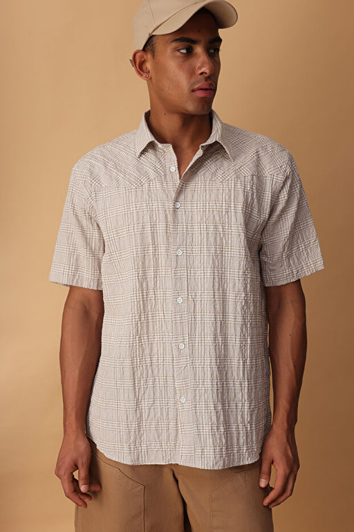 Bej Oversize Kareli K_r___k efektli G_mlek TMNSS25GO00047 - Trendyolmilla фото 2