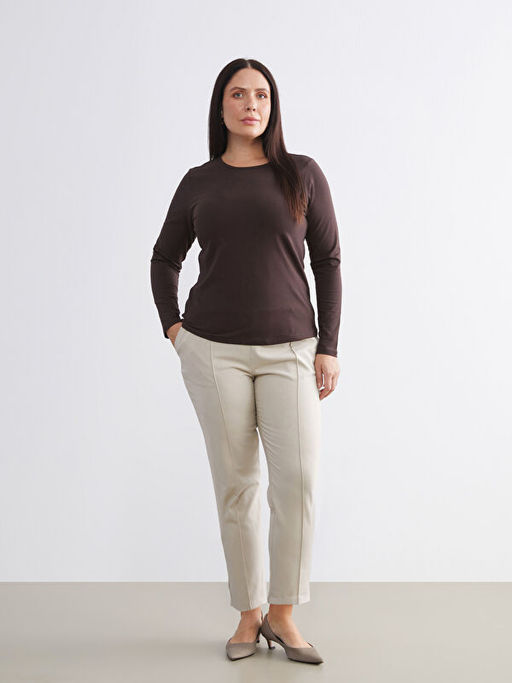 B?y?k Beden Beli Lastikli Kad?n Cigarette Pantolon