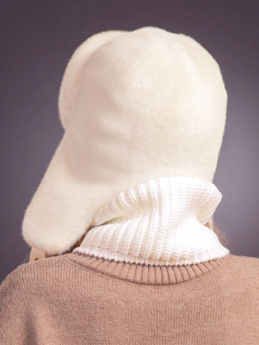 Шапка Ушанка экомех розовый жемчуг