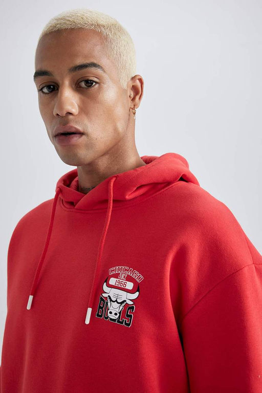 DeFactoFit Толстовка свободного покроя с капюшоном NBA Chicago Bulls  фото 5