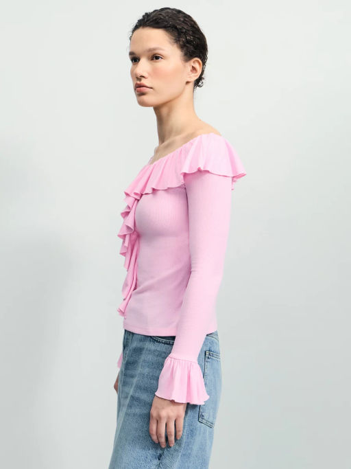 Приталенный лонгслив с рюшами / Zarina фото 5