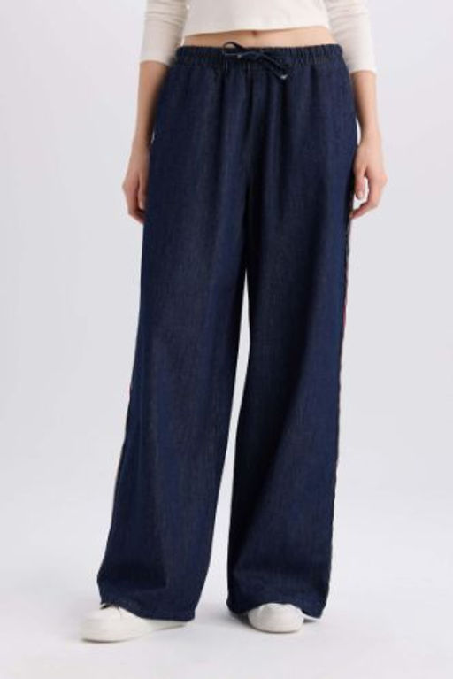 Pull On Wide Leg Yuksek Bel Uzun Jean Pantolon