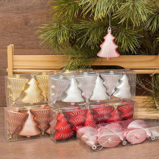 Набор украшений "Елочки" 6шт., 7см (BB041) 5цв. в ассорт., в ПВХ уп.