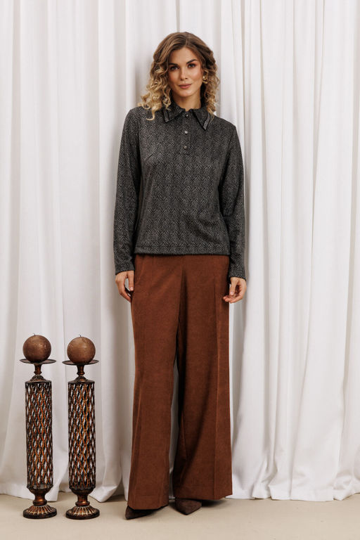 Костюм Gizart 5436 серый тигровый замша, коричневый