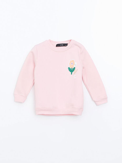 Bisiklet Yaka Bask?l? K?z ?ocuk Sweatshirt