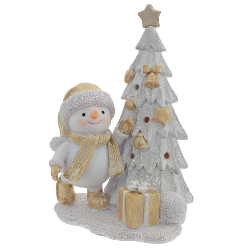 Фигурка декоративная "Снеговик и ёлка" с подсветкой (2хLR44), L11,5 W9 H15 см