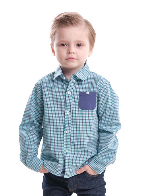 Рубашка нарядная в клетку UD 3990 бирюза - Mini maxi фото 5