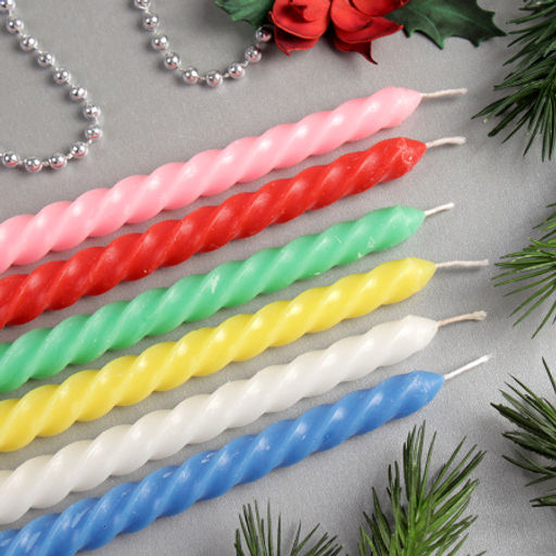 Свеча стержень 12 штук 20 см витая / GL-12 /уп 72/разноцветные - ГалеонТрейд фото 4