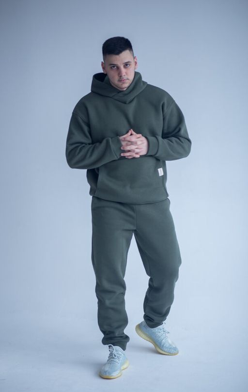 Костюм утепленный футер 3-нитка начес , хаки 265 - Knitka wear фото 4