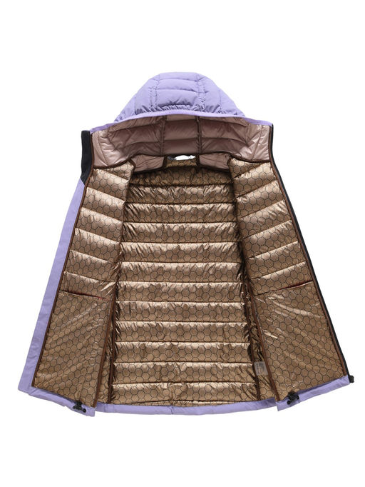 Куртка женская стёганая с капюшоном с графеновой подкладкой сиреневого цвета 9624_1Sn