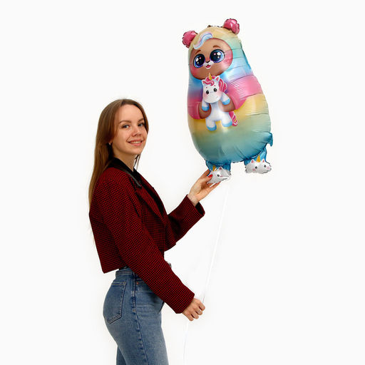 Воздушные шары фольгированные 31" «Мишка-единорог», 50 шт.