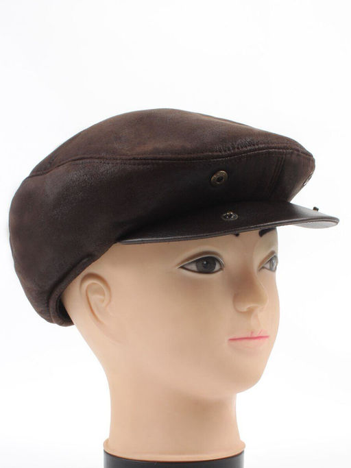 6230 DK. BROWN Кепка хулиганка зимняя мужская (искусственная кожа, искусственный мех)