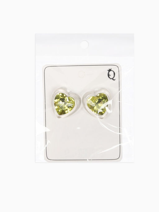 Серьги "Кристалл" сердце, цвет прозрачно-св.зелёный