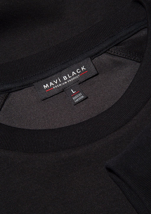Bisiklet Yaka Siyah Basic Sweatshirt - Mavi фото 8