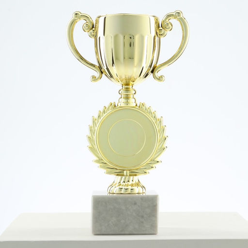 Кубок под нанесение, наградная фигура, золото, подставка камень, 17×9.5×5 см