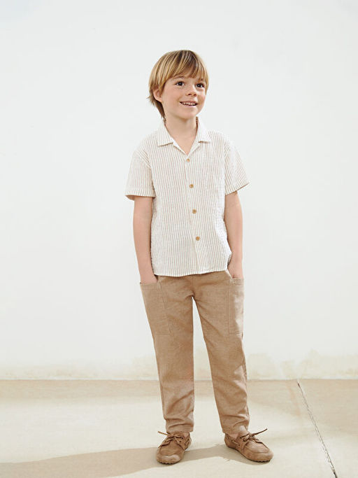 Keten Kar???ml? Erkek ?ocuk Kargo Pantolon