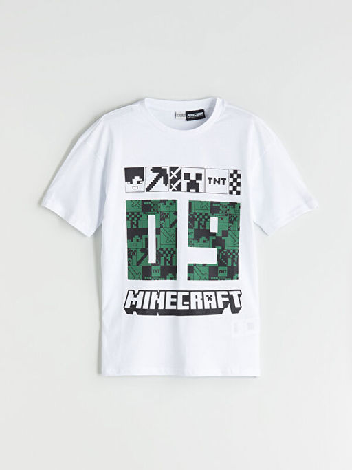 Bisiklet Yaka Minecraft Bask?l? Erkek ?ocuk Ti??rt