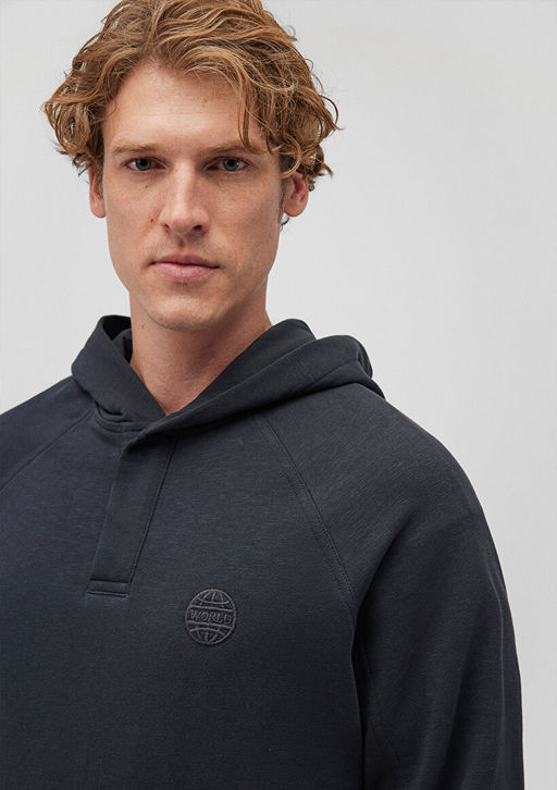 Kapusonlu Antrasit Sweatshirt - Mavi фото 5