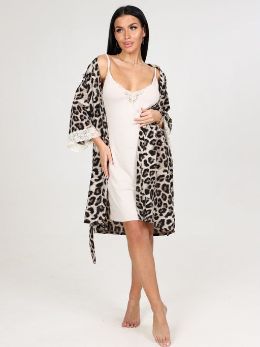 199 ЖЕНСКИЙ КОМПЛЕКТ ДВОЙКА (Бежевый/леопард) - А-дина фото 2