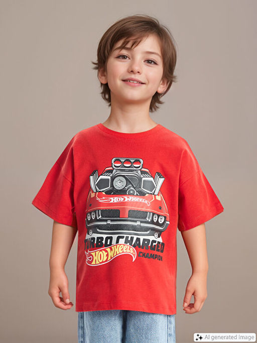 Bisiklet Yaka K?sa Kollu Hot Wheels Bask?l? Erkek Bebek Ti??rt - Waikiki фото 4