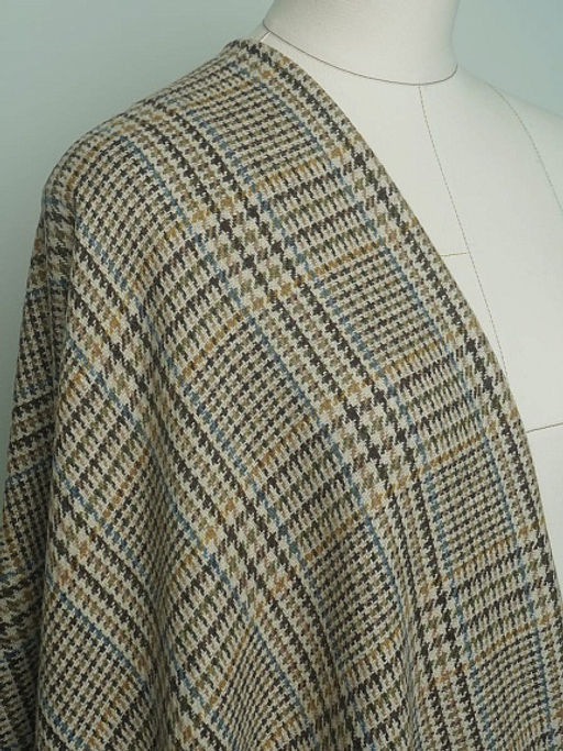 Шерсть пальтово-костюмная Твид Гусиная лапка-клетка цв.коричневый, ш.1.5м, шерсть-50%, п/э-50% - Купава фото 11