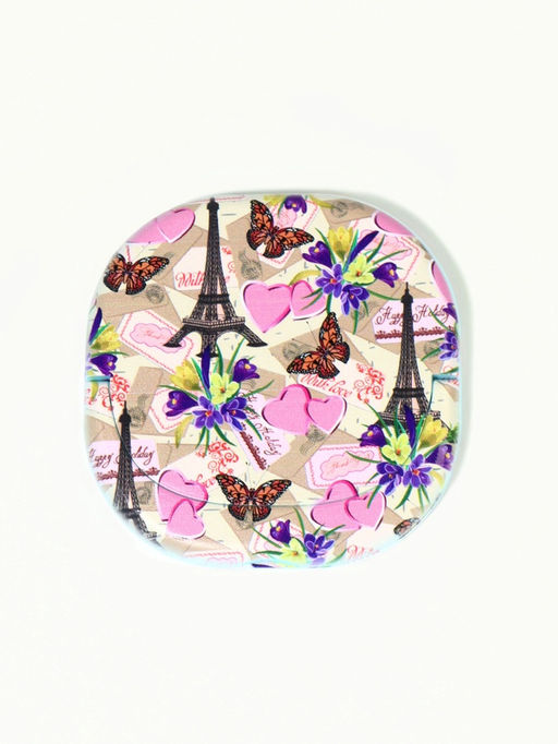 Зеркало карманное «Узор», с подставкой, 8×8 см, фиолетовое