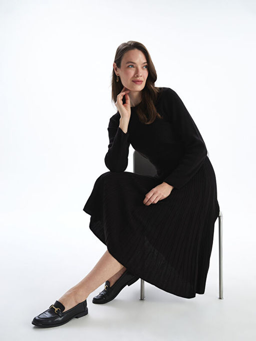 Bisiklet Yaka Kad?n Triko Elbise