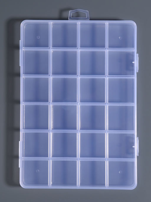 Органайзер для хранения мелочей, 24 ячейки, 19×13×1.8 см, прозрачный