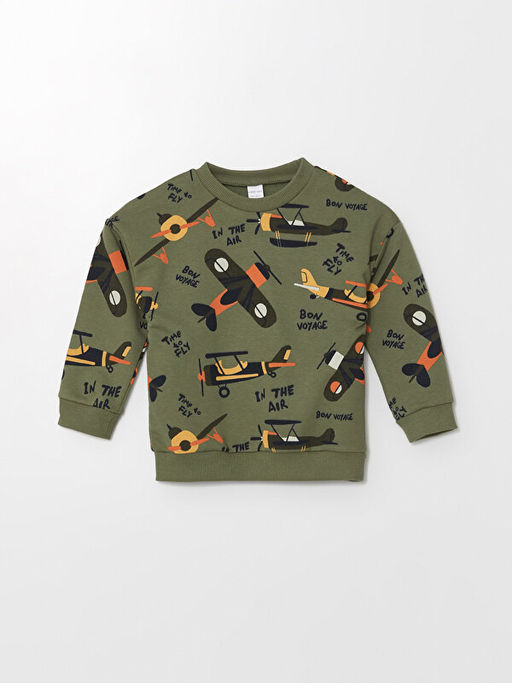 Bisiklet Yaka Uzun Kollu Bask?l? Erkek Bebek Sweatshirt ve E?ofman Alt? 2li Tak?m - Waikiki фото 2