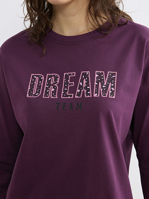 Bisiklet Yaka Bask?l? Kad?n Pijama Tak?m