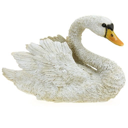 Скульптура-фигура для сада из полистоуна "Лебедь большой с расправленными крыльями" 47х28см (Россия)