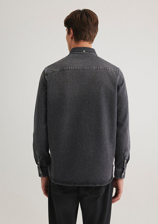 Jayden Classic Denim Antrasit Jean Gomlek - Mavi фото 5