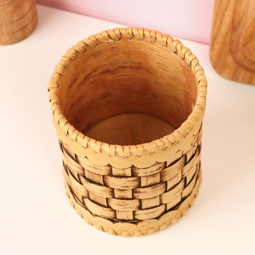 Туес «Велюр», плетеный, банка для хранения, 8×8×12 см, береста