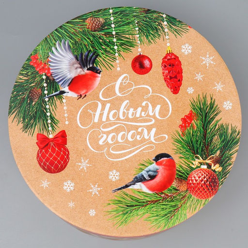 Коробка подарочная круглая Новогодняя ботаника, 14.5 22.6 см - Дарите счастье фото 4