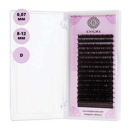 Enigma Ресницы на ленте Микс 16 линий 8-12 мм, D, 0,07 мм, мокка фото 2
