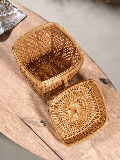 Корзина плетёная «Баскет», 24×24×28 см, бамбук, светлая